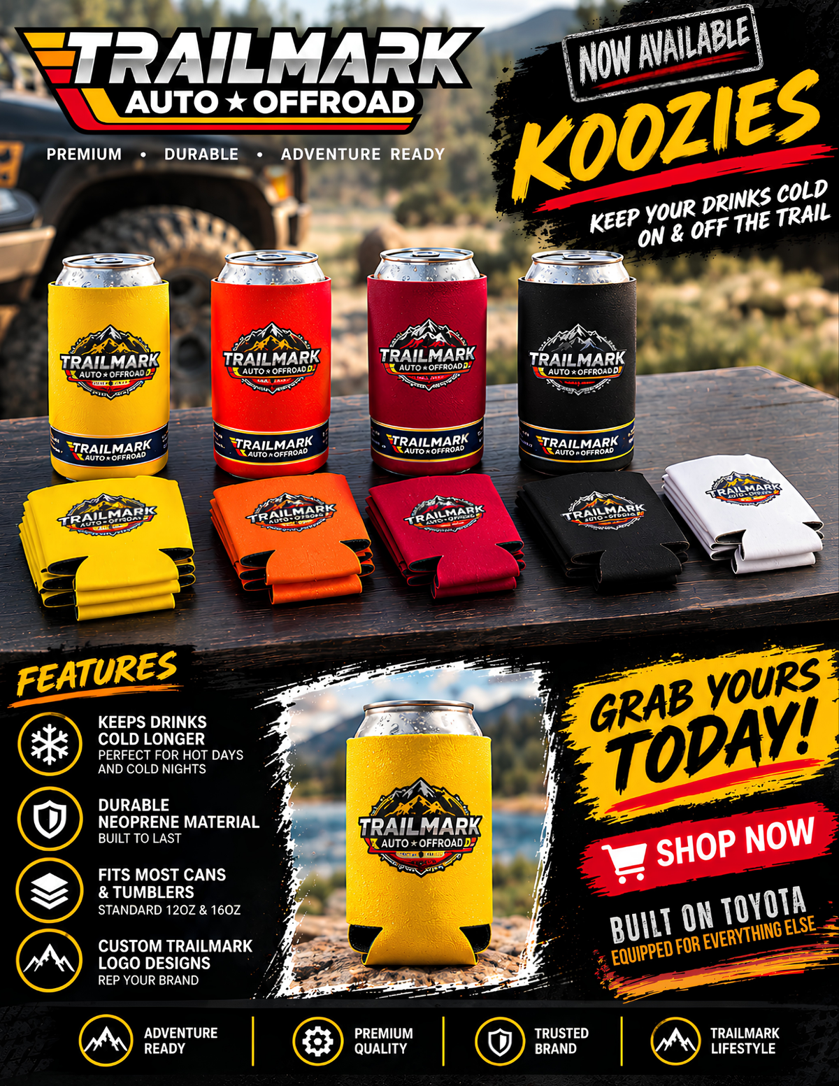 Trailmark Auto & Offroad koozie 1