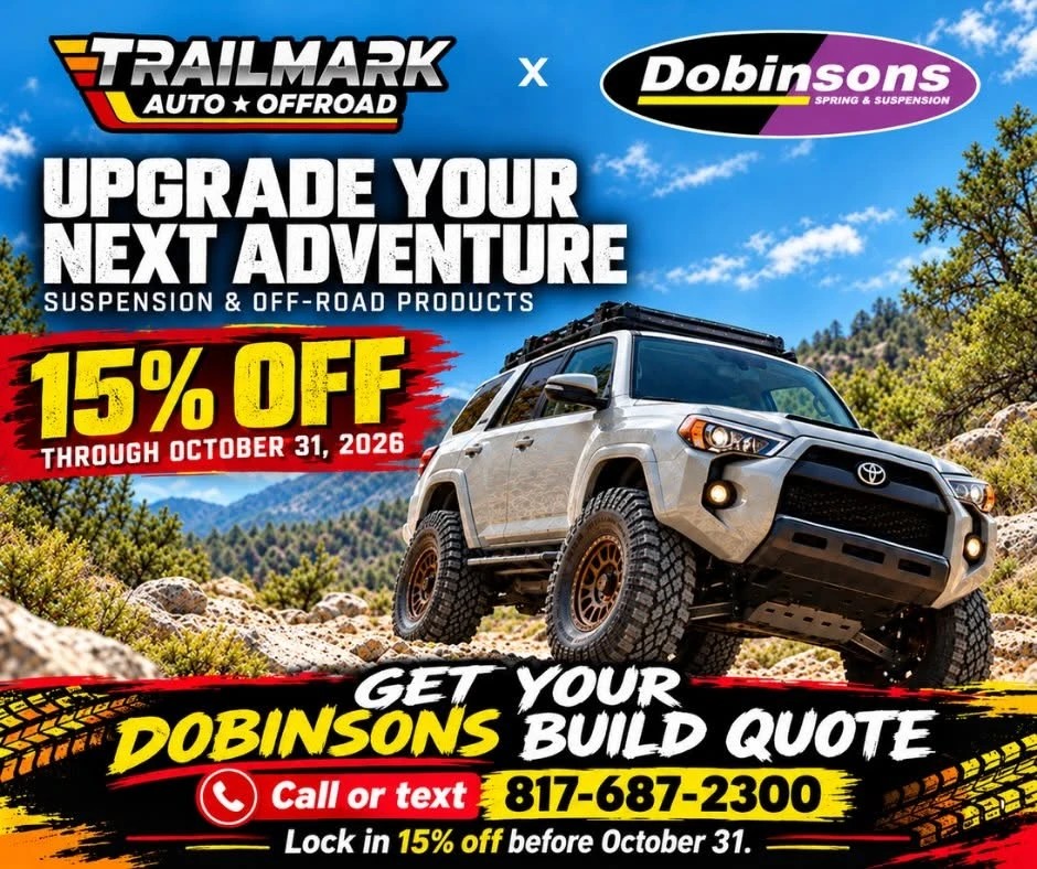 Trailmark x Dobinsons: 15% off suspension and off-road products through October 31, 2026